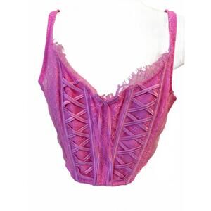 Victoria's Secret NWT Dream Angels Unlined Lace-Up Corset‎ Sage Top Size Small